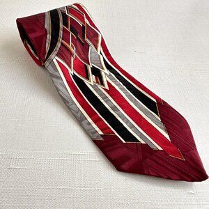 Vintage Screenplay By Martin Wong Mens Necktie 57" X 3.5" Red Black Gray